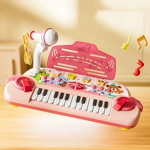 Piano Electrónico Multifuncional de Dibujos Animados para Niños al por Mayor, Teclado de Piano para Niños Pequeños de 24 Teclas con Micrófono con Cable - Product Image 4