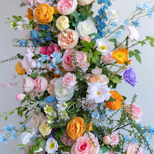 Decorazioni per Feste di Compleanno per Bambini, Composizioni Floreali di Rose <span class=keywords><strong>Rosa</strong></span> Selvatiche in Seta, Fiori Artificiali Viola per Arco e Sfondo - Product Image 5