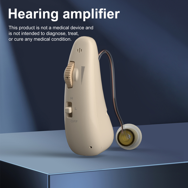 Omhealth ZT-14 Adjustable Rechargeable 2-Channel Ear Hanging Hearing Aids for Elderly Hearing Loss Noise Reduction Back Ear