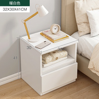 Mesa de Noche con Bordes Estilo Crema, Diseño Moderno y Contemporáneo, Superficie de Madera Resistente para Apartamento, Hotel, Hogar, Dormitorio, Hospital