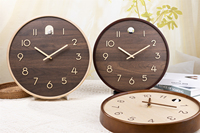 Jam Dinding Analog Quartz Senyap Modern Desain Baru 2026 Terbuat dari Kayu Pinus untuk Dekorasi Rumah Ruang Tamu