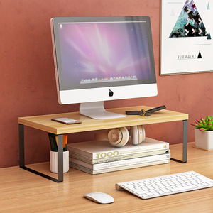 Desktop Computer Riser Stand Wooden Monitor Lift Desk Organizer Storage <b>Shelf</b> Office Workspace Holder Rectangle Shape - Product Image 1