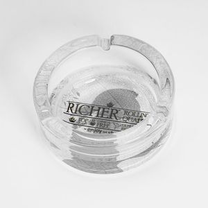 Cendrier de bureau moderne en verre transparent, rond, facile à nettoyer, porte-cendres de cigarettes, couleur et logo personnalisés pour la maison, l'hôtel, le restaurant - Product Image 2