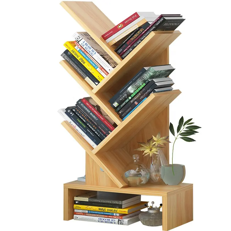3-6 Tier Wooden Bookshelf Bookcases Shelving Storage Rack Design Tree Wall Book Shelves Bookcase