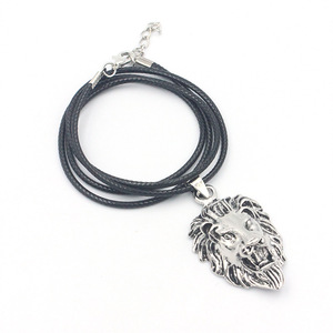도매 남자의 스테인레스 스틸 체인 목걸이 개인화 된 래퍼 바위 횡포 실버 사자 머리 펜던트 목걸이 남성용 - Product Image 3