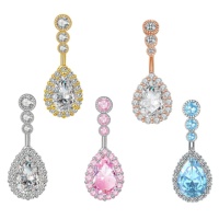 Piercings pour le nombril, bijoux, anneaux en Zircon, goutte, corps, nombril, pour la plage, pour femmes