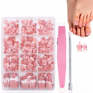 <span class=keywords><strong>Uñas</strong></span> Acrílicas Francesas a Presión, 240 Piezas, Cortas, Cuadradas, Color Nude Rosa, Punta Francesa, Cobertura Completa, para Mujer, Arte <span class=keywords><strong>de</strong></span> <span class=keywords><strong>Uñas</strong></span> DIY - Product Image 1