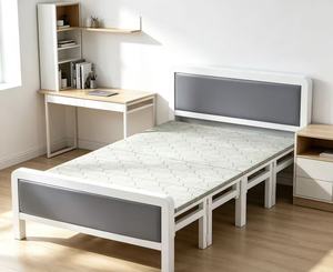 Modern Folding Metal <b>Bed</b> Frame <b>Single</b> Sleeper <b>Bed</b> Portable Iron <b>Bed</b> for Dormitory Hotel Apartment Rental Room - Product Image 2