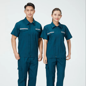 Uniforme de <span class=keywords><strong>Trabajo</strong></span> 100% Algodón, Venta al Por Mayor de Fábrica, Ropa Industrial Personalizada de Manga Corta, Traje de <span class=keywords><strong>Trabajo</strong></span> de Verano - Product Image 1