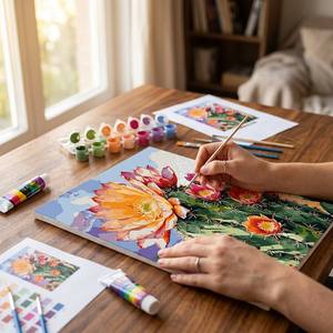 Dipinto a Olio Digitale con Numeri, <span class=keywords><strong>Fiori</strong></span> Colorati, 24 Colori, Pittura Acrilica Impermeabile per Decorazione Casa - Product Image 6