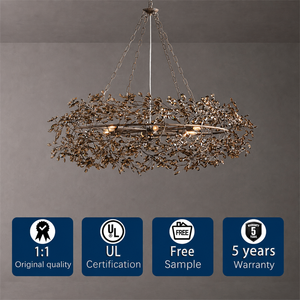 Lampadario di Lusso in Cristallo <span class=keywords><strong>Fiore</strong></span> 48" a Corona per Soggiorno e <span class=keywords><strong>Villa</strong></span>, Illuminazione Interna in Bronzo con Vetro Fumé - Product Image 1