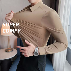 Polo di Alta Qualità Elasticizzata a 4 Vie in Bambù Nuova Tinta Unita Abbigliamento da Lavoro Business Senza Stiro per <span class=keywords><strong>Uomo</strong></span> - Product Image 5