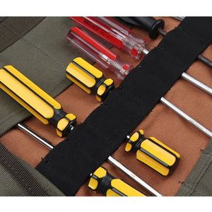 Brown <b>Portable</b> Roll up <b>bar</b> Canvas Foldable Tools Bag for for Electrician Plumber Carpenter Multi Purpose Storage Bag - Product Image 6