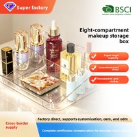 Organisateur de cosmétiques en plastique pour bureau, grande capacité, support transparent pour poudres, crayons à sourcils, boîte de rangement de maquillage de luxe