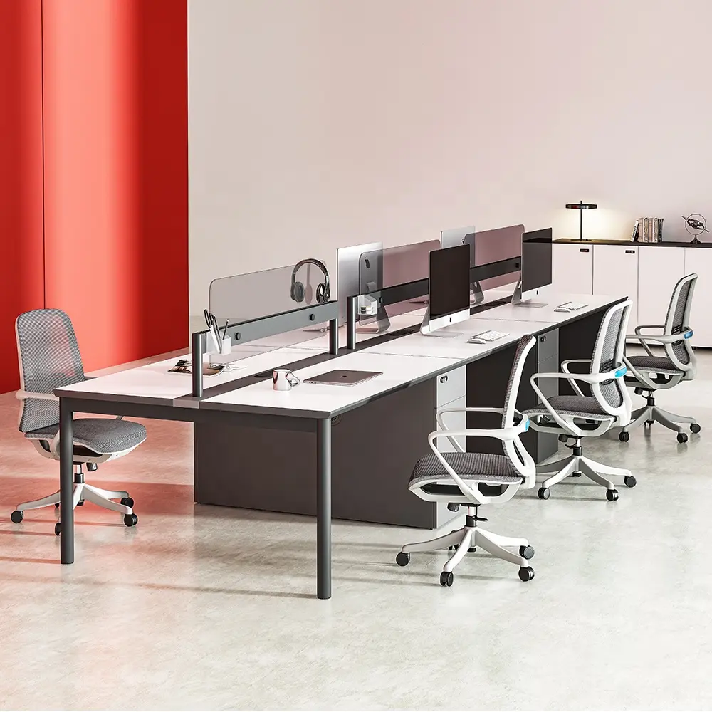 상업용 가구 모듈 형 Jieao Q8 시리즈 블랙 직원 테이블 사무실 파티션 6 인용 좌석 사무실 워크 스테이션