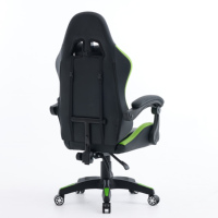 Chaise de jeu ergonomique pivotante confortable en cuir PVC vert avec support lombaire pour adultes