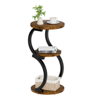 Table d'appoint en bois peinte à la main avec structure métallique, petite table de chevet gain de place pour chambre à coucher, salon ou coin.