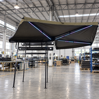 Auvent 270 degrés à double poteau avec LED RGB à changement de couleur, imperméable, pour voiture, camping, SUV 4x4