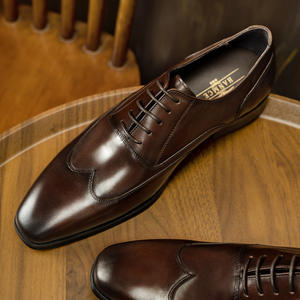 Zapatos Oxford Cuadrados de Cuero Genuino Hechos a Mano, de Lujo, para Hombre, con Suela de Goma Antideslizante y Masajeadora, para Negocios y Eventos Formales - Product Image 1