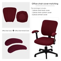 Ensemble de housses extensibles antidérapantes pour chaise de salle à manger et de bureau comprenant une couverture arrière de coussin et un accoudoir pour un usage domestique de bureau d'ordinateur