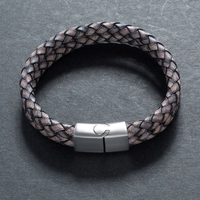 Bracelet en cuir de Python Double couche en acier inoxydable pour hommes, nouveaux Designs de bijoux faits à la main de luxe