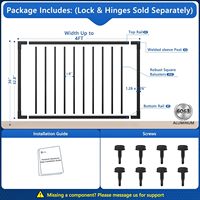 Kit de portail de terrasse en aluminium de 1,22 m x 0,91 m pour système de garde-corps de 0,91 m, portail de véranda DIY découpable pour terrasses, patios, jardins