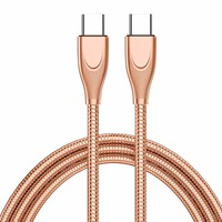 Câble de charge rapide tressé en métal PD 100W avec connecteurs Type-C, résistant aux animaux (chats et chiens), compatible avec les appareils Android et iOS