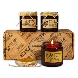 Glass Candle Jar <b>Clear</b> Luxury Custom Amber Glass Candle Jars With Metal Lids for Candles - Product Image 2