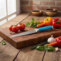 Couteau de cuisine professionnel japonais en acier Damas KEENHOPE, cœur en AUS-10, couteau utilitaire tranchant, manche en résine turquoise bleue