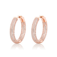 Boucles d'oreilles en zircon entièrement pavées dorées et argentées pour femmes et hommes - Base en laiton hypoallergénique