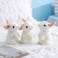 Peluche Lapin en Coton PP Doux et Réaliste, Anti-Stress, Simulation de Posture Parfaite, Lapin Blanc, Cadeau de Pâques pour Enfants