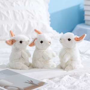 Peluche Coniglio in Cotone PP Morbido Realistico Antistress Postura Perfetta Simulazione Coniglio Bianco Regalo di Pasqua per Bambini - Product Image 2