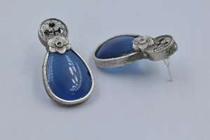 hot sale latest treanding handmade <b>silver</b> look a like <b>stud</b> hoop earings for girls and women - Product Image 2