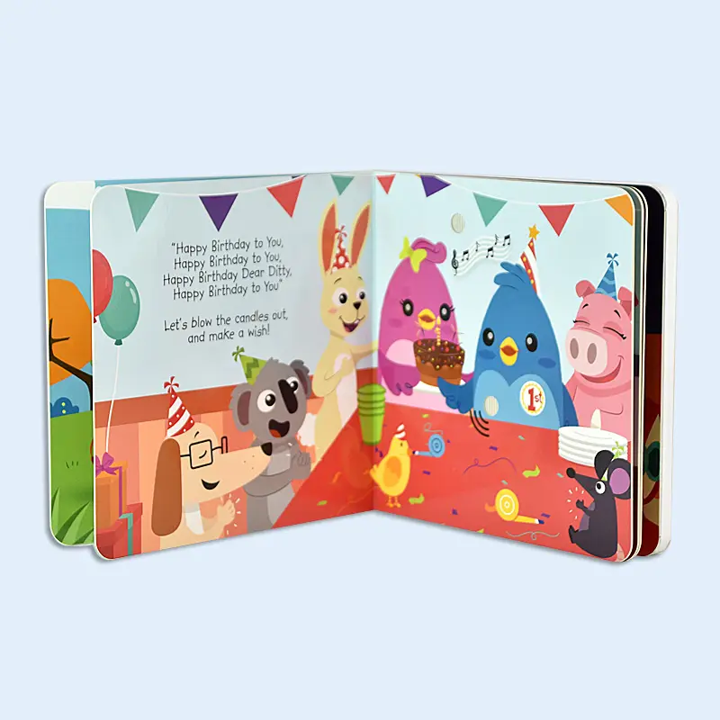 Publishing printing children board book Music play button nursery rhymes stories sound book for kid