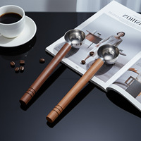 Cuillère à café en acier inoxydable et manche en bois de qualité alimentaire-Cuillère à mesurer précise pour machine à expresso