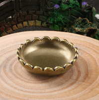 Mini bol en laiton antique en forme de lotus, plateau de rangement pour bijoux en métal vintage, ornement de bureau en laiton oriental
