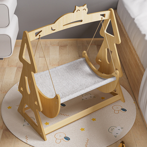 उच्च गुणवत्ता वाले छोटे जानवरों पालतू जानवरों की आपूर्ति धोने योग्य लक्जरी ठोस लकड़ी स्विंग - Product Image 1