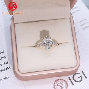 IGI Certified CVD HPHT Lab Grown Oval Diamonds 3 Carat 14K 18K Anel de Noivado em Ouro Sólido Lab Diamond Jewelry para Mulheres Homem - Product Image 3