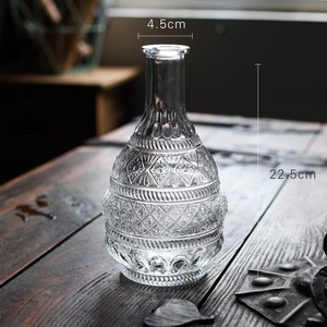 Jarrón <span class=keywords><strong>Madrid</strong></span>, Botella de Vidrio Grande con Patrón en Relieve, <span class=keywords><strong>Boca</strong></span> Estrecha, Arreglo Floral, Decoración de Mesa de Salón, Estilo Zen Asiático - Product Image 4