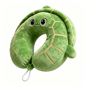 Customize Soft Plush U-Shaped <b>Travel</b> <b>Pillow</b> with Big Eyes & Shell Embroidery, <b>Kids</b> Airplane/Car Ride Neck Support - Product Image 1