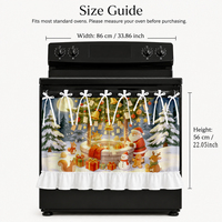 Cosennatur Housse de four de Noël Père Noël à nouer, rideau de cuisine en tissu polyester imprimé avec ourlet à volants pour ensemble de décoration de fêtes