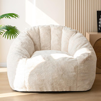 MAXYOYO Fauteuil Poire Moderne en Fausse Fourrure PU, Forme Florale, Ultra Doux, avec Accoudoirs, Grand Canapé de Lecture pour Salon et Chambre, Rose