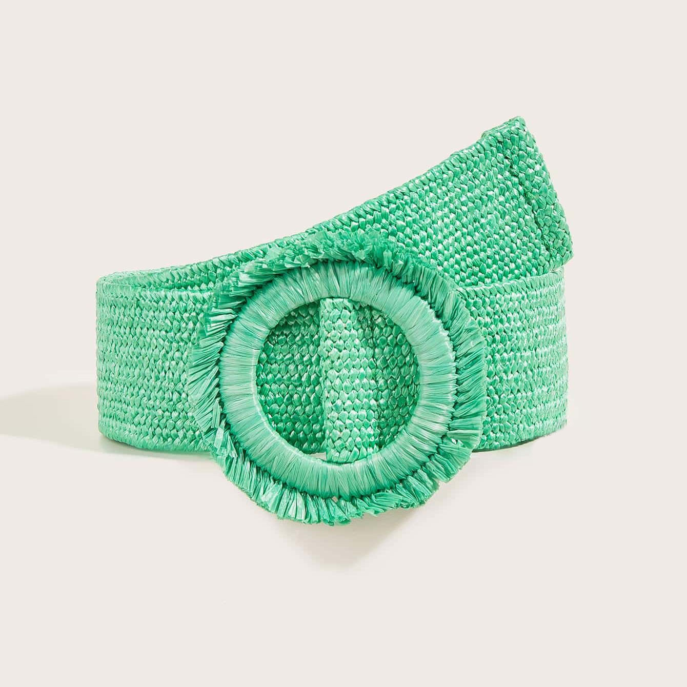 Rewin Fashion 100cm Khaki Green Hot Pink Summer Decorative Dress Belts Bohemian Womens Woven Elastic Pp Straw Belt