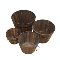 Seau/Vase/Boîte à fleurs léger en bois carbonisé anticorrosion 12L pour jardin domestique, balcon, plantes vertes, légumes