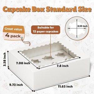 Cajas para Cupcakes con Ventana y Laminado Mate, Paquete de 12 Unidades, Aptas para Alimentos, Ideales para Fiestas de Cumpleaños, Días Festivos y <span class=keywords><strong>Sushi</strong></span> - Product Image 3