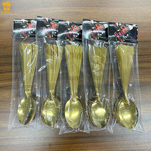 Échantillon Gratuit Livraison Rapide Yiwu Couverts en Acier Inoxydable Doré <span class=keywords><strong>Pas</strong></span> <span class=keywords><strong>Cher</strong></span> Cuillère <span class=keywords><strong>Fourchette</strong></span> 20g Ensembles de Couverts Cubiertos de Acero Inoxidable - Product Image 1