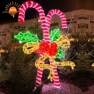 Decoración Navideña Exterior Personalizada, Escultura LED Gigante de Bastón de Caramelo, Exhibición para Centros Comerciales, Luz con Patrón de Bastón de Caramelo 3D - Product Image 5