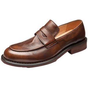 Mocasines británicos Penny Loafers hechos de cuero vacuno de primera calidad, con suelas suaves. Zapatos casuales de cuero hechos a mano para hombre, de una sola pieza y sin cordones. - Product Image 5