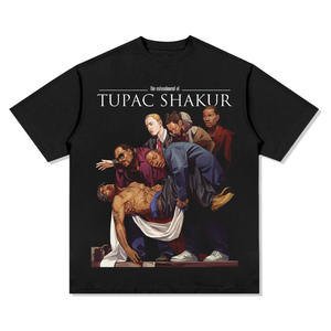 2Pac <span class=keywords><strong>Tupac</strong></span> ha sfangato la t-shirt Hip Hop stampata omaggio 100% cotone modello di carattere intrecciato europeo High Street americano - Product Image 2
