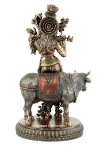Artesanía Nirmala, Estatua de Poliresina del Dios Vaca Krishna Gau Gopal, Estilo Art Deco, Decoración Hecha a Mano para el Hogar - Product Image 4